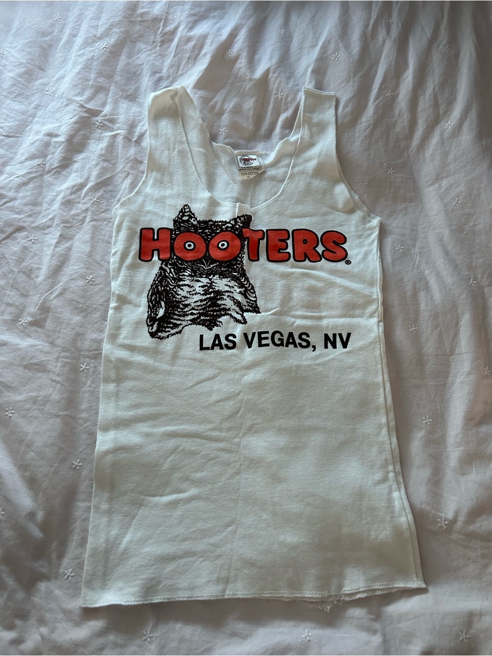Hooters White Tank Top with Orange Logo